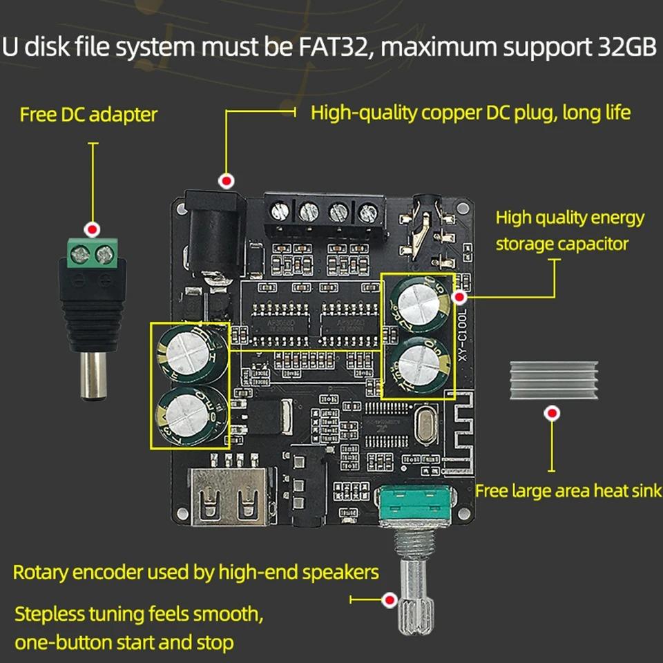 2*100W Bluetooth 5.0 Digital Power Amplifier Board AUX Speaker 2.0 CH Stereo Home Music Wireless Module Audio AMP