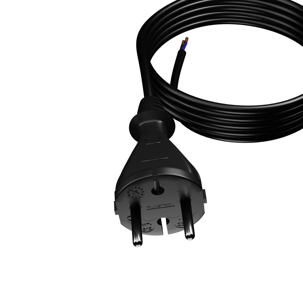 Kabel Zasilający Gumowy Z Wtyczką Prostą 4,5M 2X1Mm2 Typ E H07Rn-F