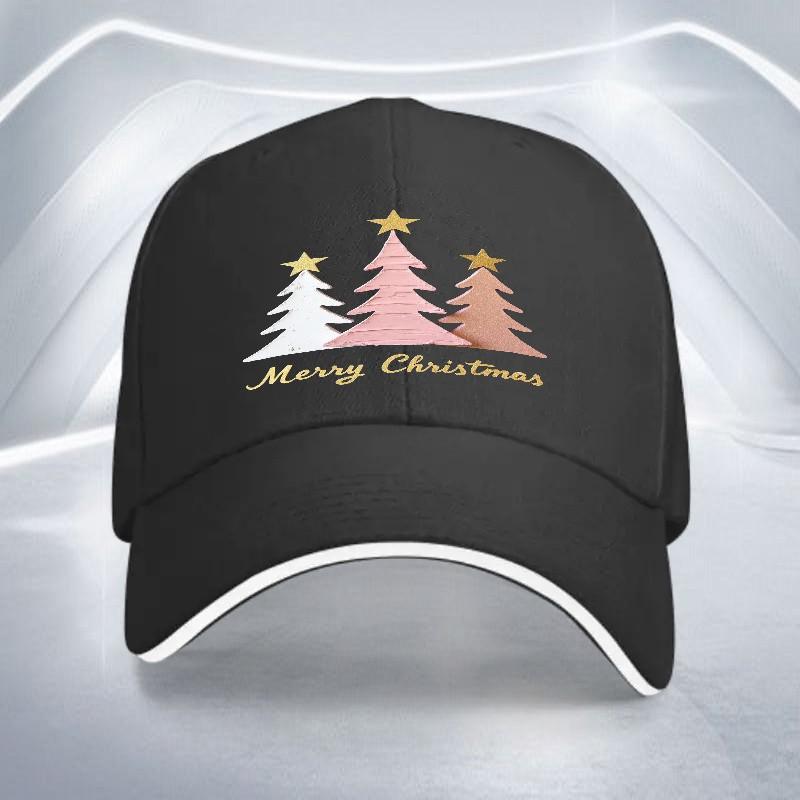 Merry Christmas Tree Baseball Cap Polyester Lightweight Adjustable Unisex Holiday Party Hat