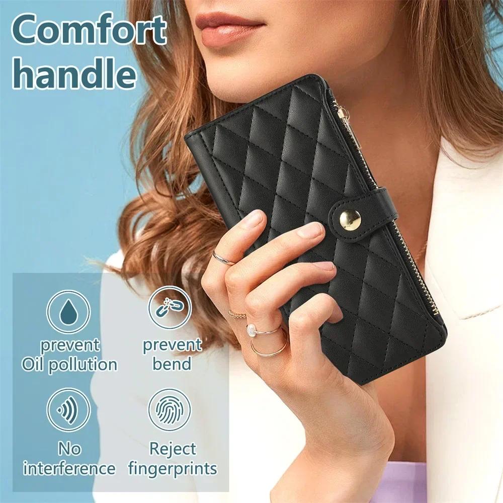 Crossbody Zipper Wallet with Card Holder Phone Case for Google Pixel 6 7 8 9 Pro 6A 7A 8A Wrist Strap Leather Preserve Cover