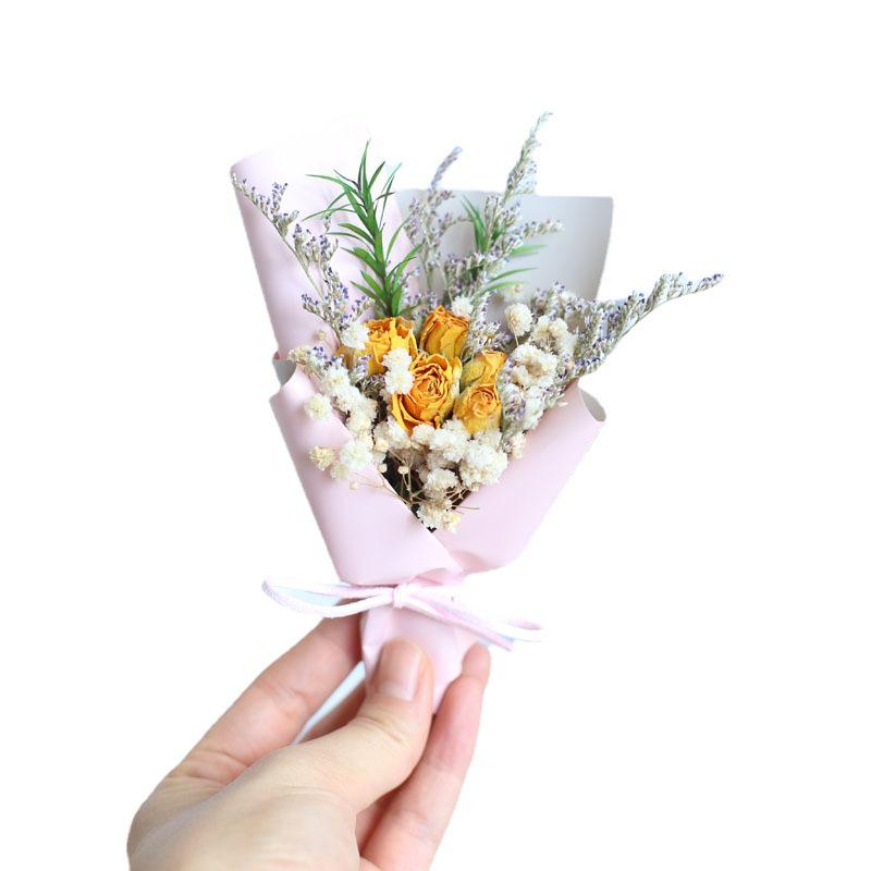 Mini Bouquet of Preserved Dried Flowers: Baby's Breath & Roses - Ideal for Parties, Festivals, Birthday Gifts, and Decorations