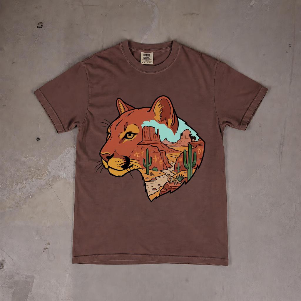 Cougar Vintage Nature Shirt, Mountain Lion Wildlife Tee, Forest Animal Graphic Apparel, Big Cat Lover Gift, Comfort Colors® Unisex Top