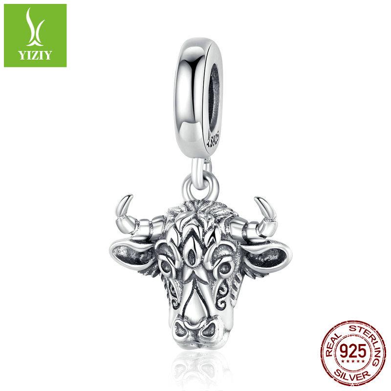 

Подвеска Голова Быка из Стерлингового Серебра Браслет из Бусин SCC1316 Silver