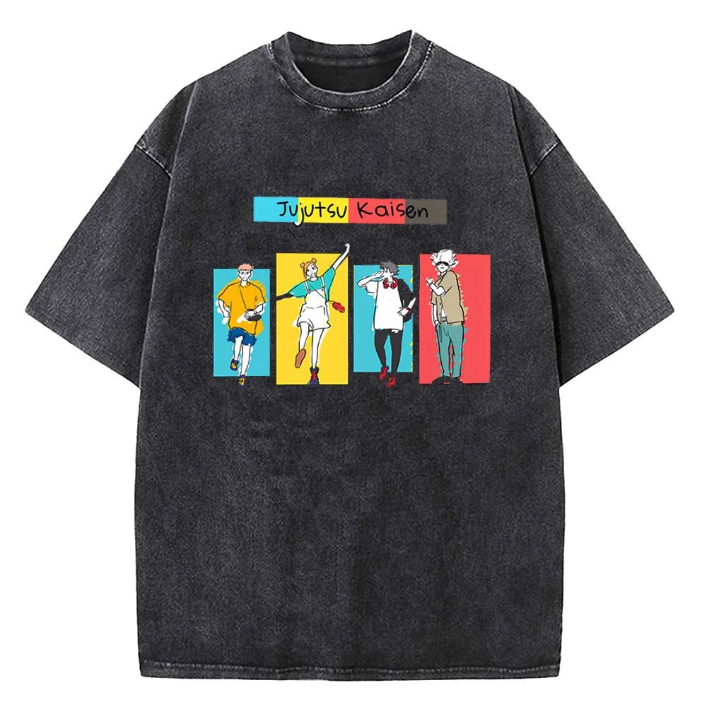 

Jujutsu Kaisen Годжо Сатору Футболка Хлопок Высокое Качество Мужская Уличная Одежда Корейская Одежда Аниме Футболка Корейская Одежда Харадзюку Панк L