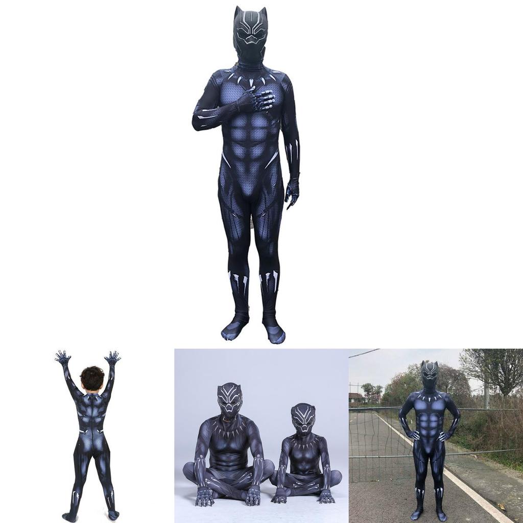 Premium Quality Black Panther Superhero Cosplay Jumpsuit For Adults And Kids