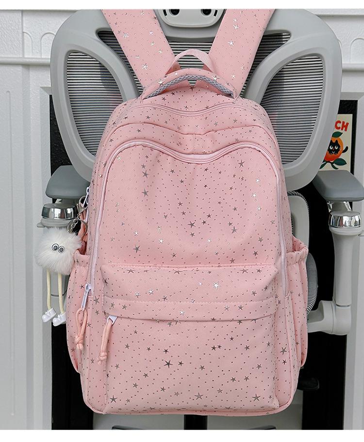 Schoolbag Korean Ins Wind Star Backpack Women, Large Capacity Junior High School Girls High School Student School Bag Leisure Travel Backpack