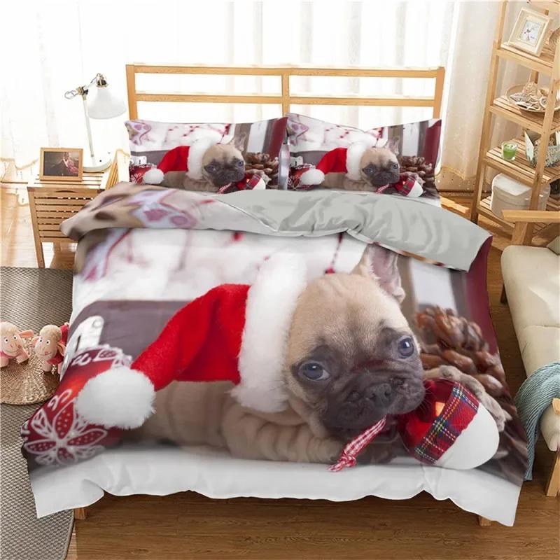 Bulldog Duvet Cover French Bulldogs Bedding Set Twin Polyester Chocolate Puppy Pet Doggy Animal Quilt Cover For Dog Lover Gifts