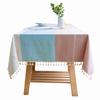 Fabric Striped Cotton And Linen Tablecloth, Jacquard Table Mat Fabric Solid Color Tablecloth Tablecloth
