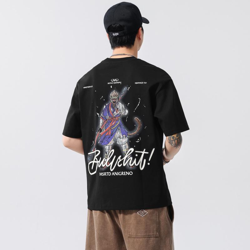 Summer New Abstract Printed Men's Short-sleeved T-shirt Loose T-shirt