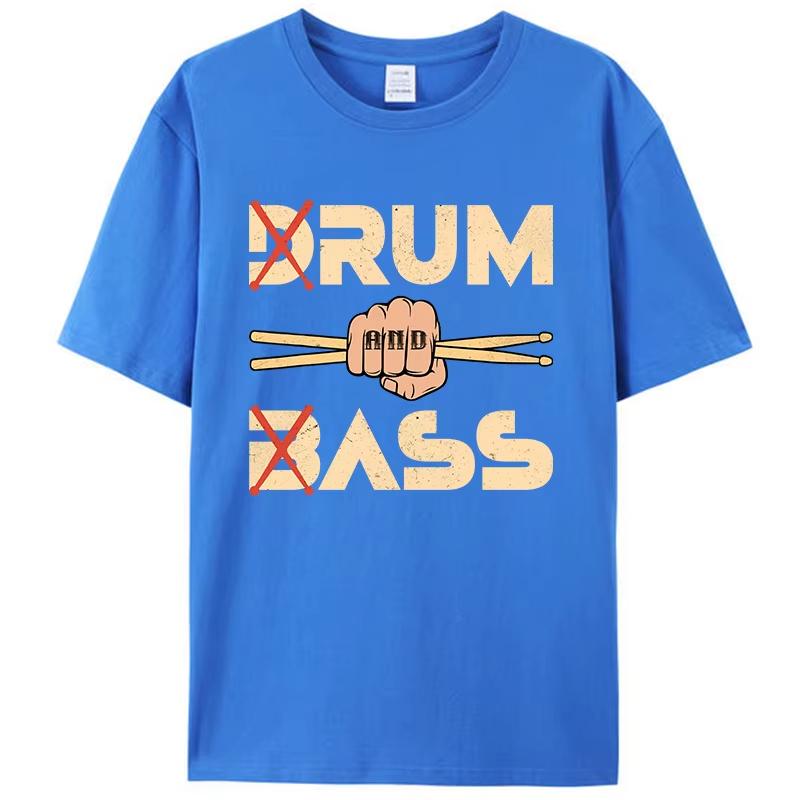 Funny Drum & Bass / Rum & B-Ass Lovers Drummer Leisure Men's T-Shirt Clothing Women Cotton Short Sleeve Tees Casual Vintage Tops