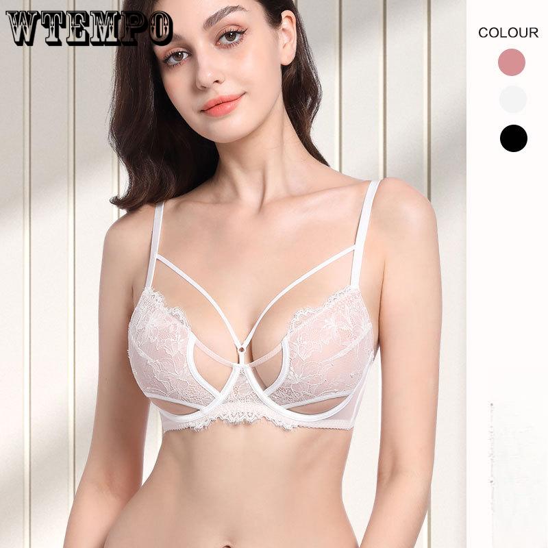 

French Style Lingerie Women s Anti Sagging Sexy Slim Band Bra Lace Gathered Bra Summer Thin Bra 32/70B білий
