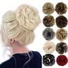 High-Temperature Silk Wig Hair Ring with Elastic Band - Fluffy, Natural-Looking Curly Bun for Women