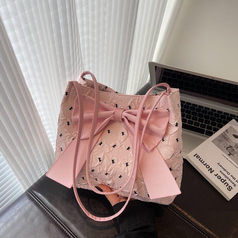 

New Fashion Bubble Yarn Women s Shoulder Bag Bow Polka Dot Design Women s Underarm Bag Large Capacity All-Match Tote Bag