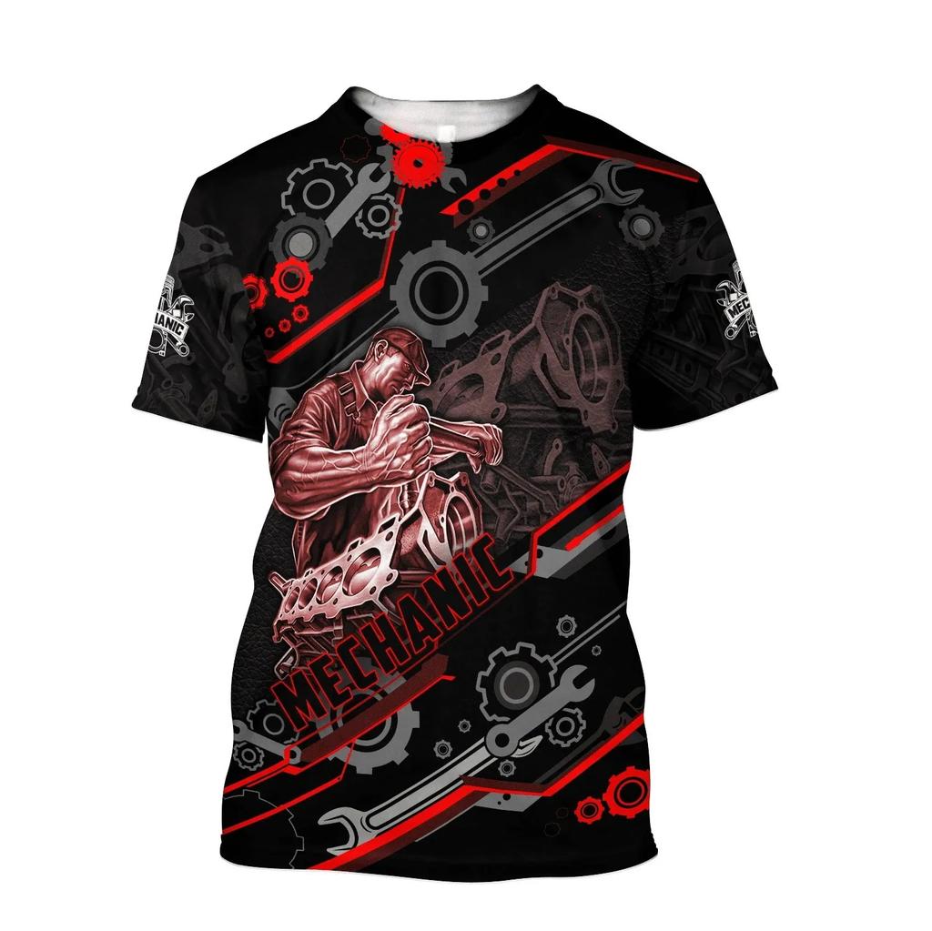 Vintage Shirt for Men Mechanical Tools 3D Print T-Shirts Short Sleeve Jersey Casual Tops Oversized Fashion Breathable Clothing