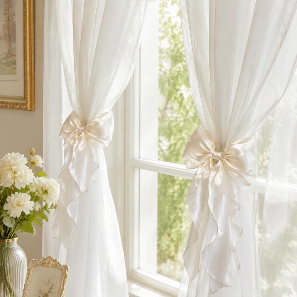 2PCS Non Drilled Curtain Clips Home Decor Curtain Tieback Romantic Bow Curtain Tie Home Decor