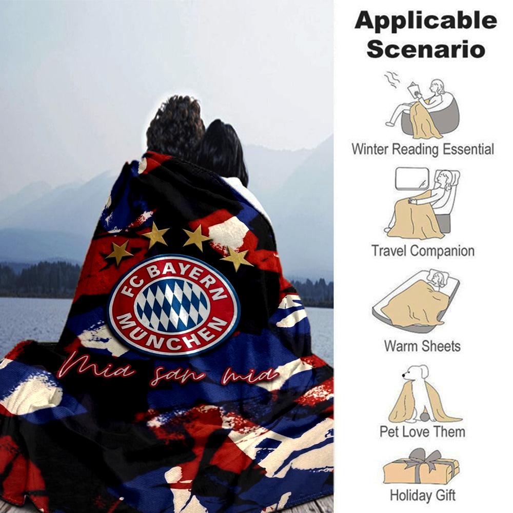 Fc Bayern München Print Flannel Blanket High Quality Warm Comfortable Cover for All Seasons Perfect for Gifts Home Decor