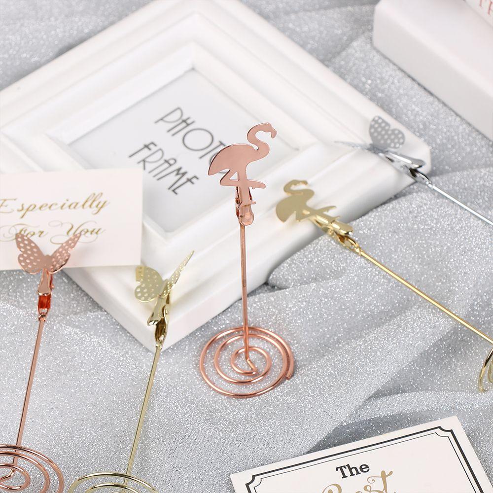 Flamingo Pattern Paper Clamp Wedding Supplies Photos Clips Butterfly Shape Place Card Clamps Stand