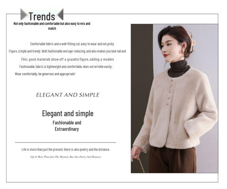 Women's Short Mink Velvet Coat - Autumn/Winter, Plus Size, Thick Fur Cardigan