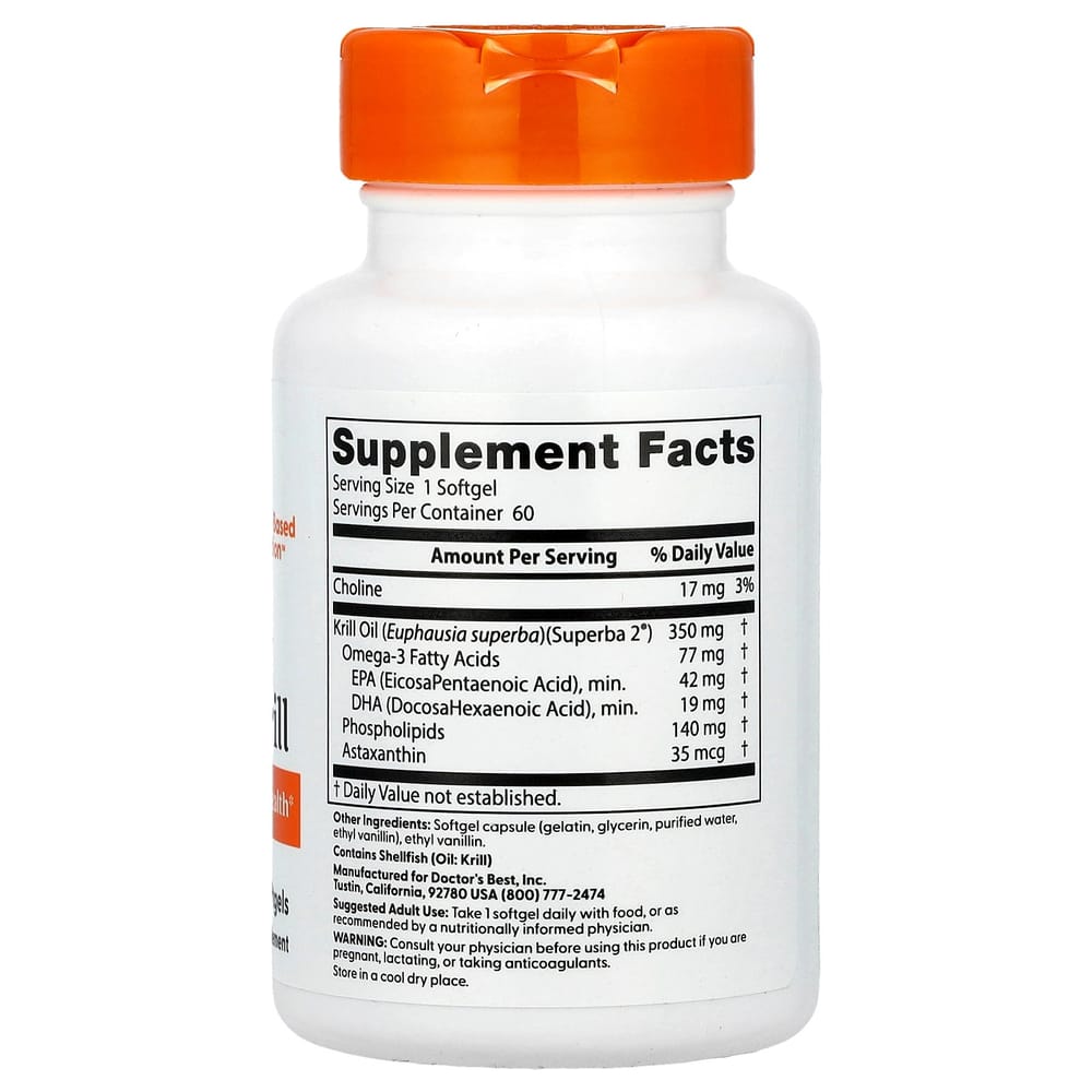Doctor's Best Krill 350mg Softgels, 60 Count