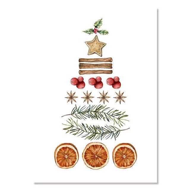 Christmas Tree Canvas Poster Painting Party Decor Merry Christmas Wall Art Painting Cartoon Print Picture Room Home Decoration