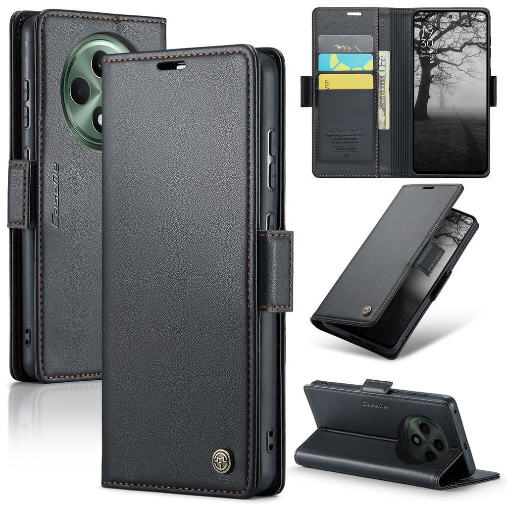 For Oppo Reno12 F 5G Leather Case CASEME 023 RFID Blocking 3 Card Slot Mobile Cover