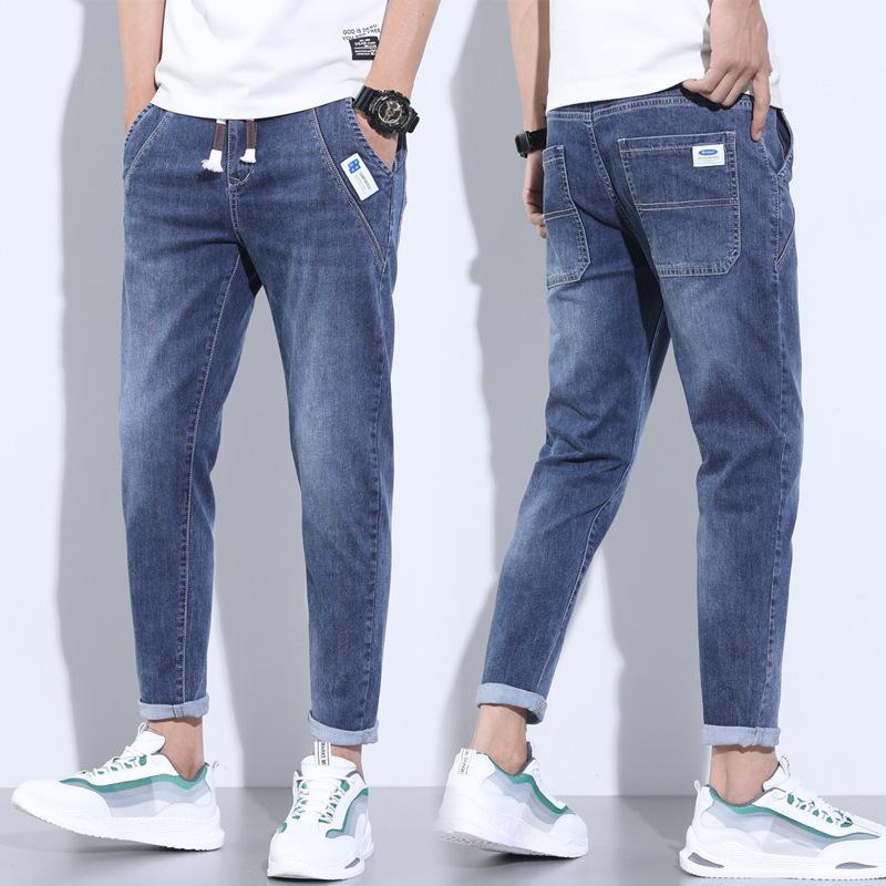 Men's Stretch Elastic Waist Slim Straight Jeans - Summer 2023 Collection
