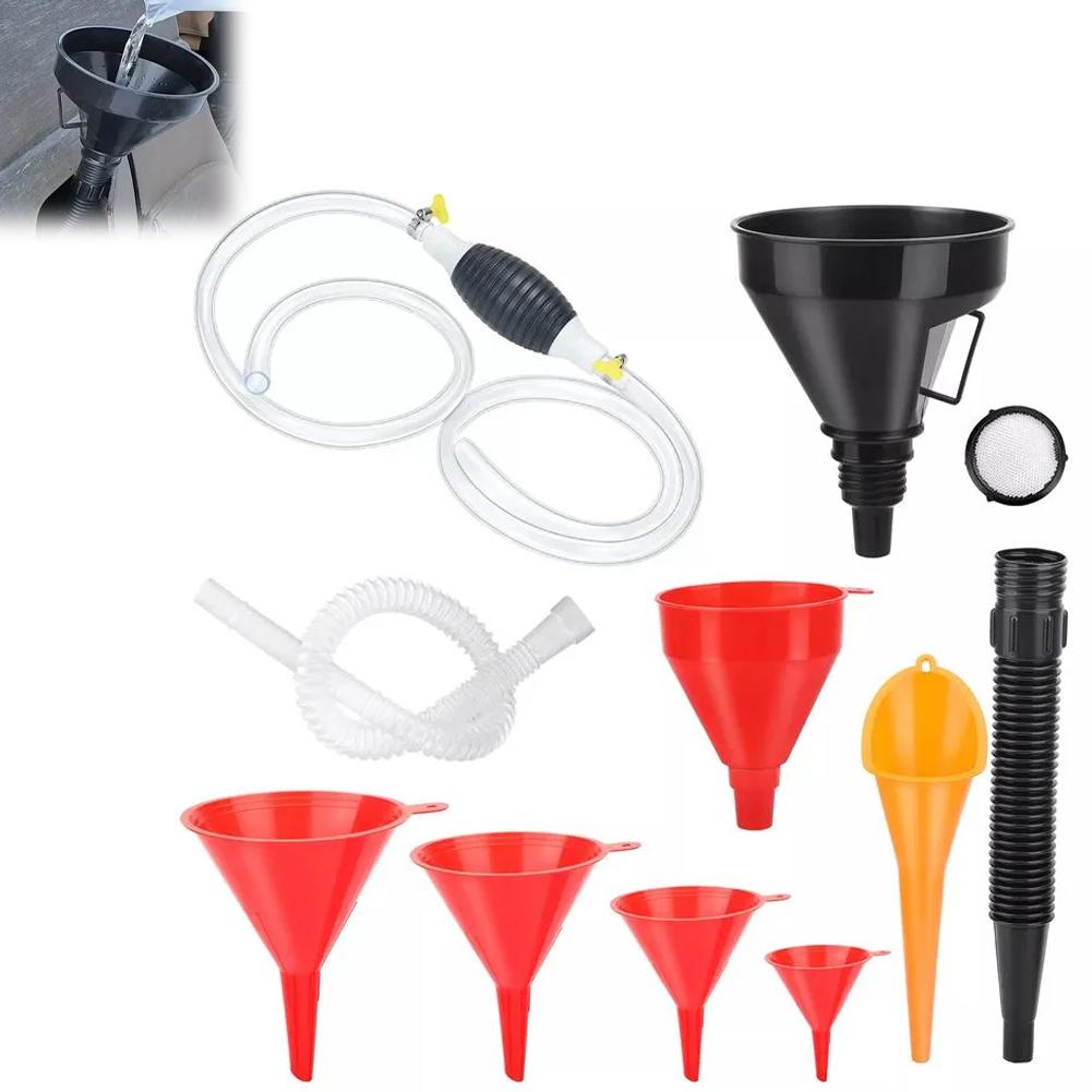 Plastic Funnels Set With Detachable Spout And Filter For Garage Motorcycle Car Van Truck Refueling Engine Diesel Petrol