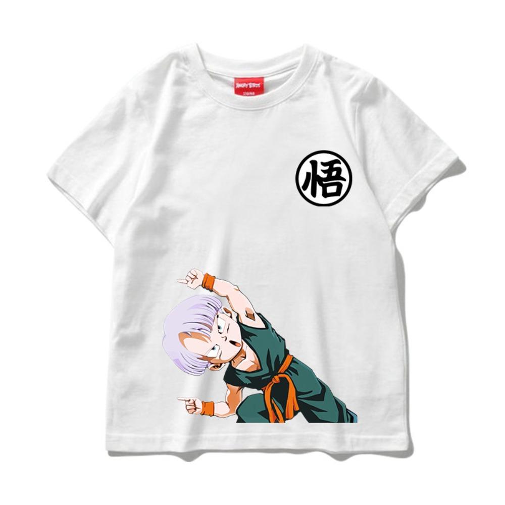 Boys, Girls and Adults Dragon Ball Goku Cartoon Short-sleeved T-shirt, Japanese Anime Fusion Children's Printed Trendy Top