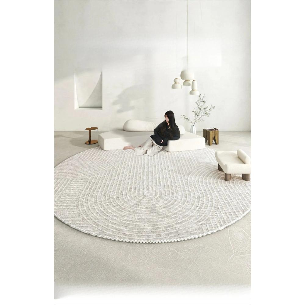 Fluffy Soft Round Lounge Rug Modern Simple Living Room Decoration Striped Carpet Home Anti-slip Mat Thicken Rugs for Bedroom