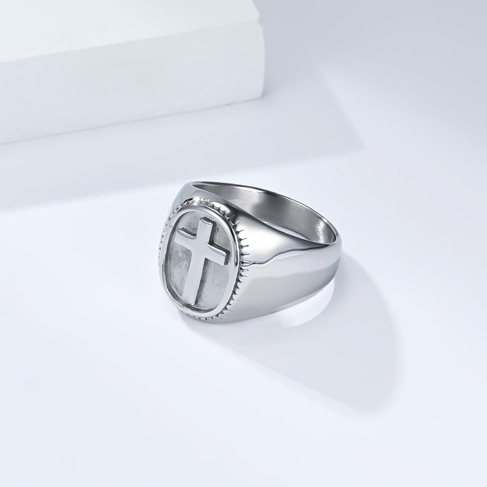 European and American Street Fashion Smooth Cross Ring, Simple and Niche High-end Titanium Steel, Does Not Fade, for The Index F