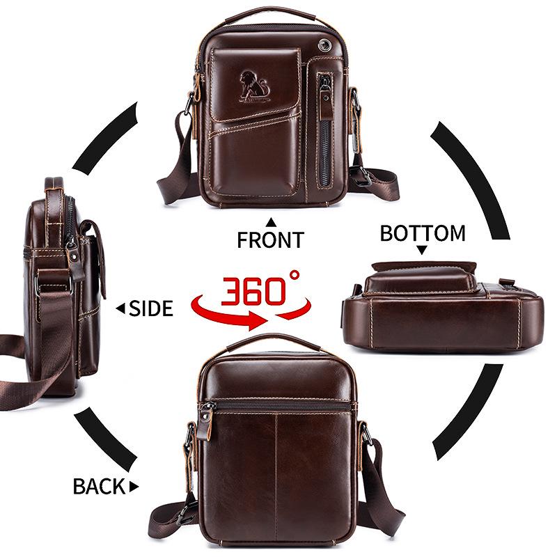 STEEL LION Men's Cowhide Leather Crossbody Sports Bag - Durable, Fashionable, Mini Handbag
