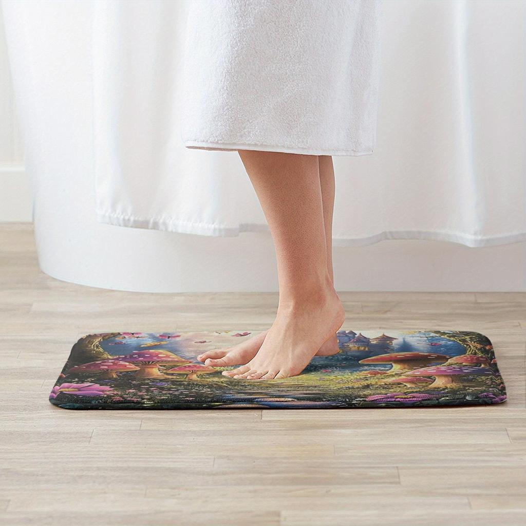 1PC Fantasy Forest Kitchen Rug Non-Slip Door Mat Pop Design Bathroom Rug Bath Mat Carpet for Home Sink Laundry Decoreeree