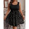 Plus Size Sleeveless Dress Casual Waist Tie Floral Print Patchwork Summer Dress for Women Fashion Trendy Comfortable Fit