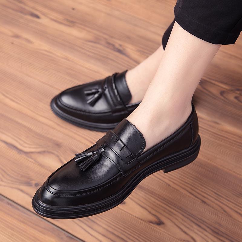 Men s Leather Shoes - Korean Style, Casual British Design, Versatile Loafers, Large Size 37