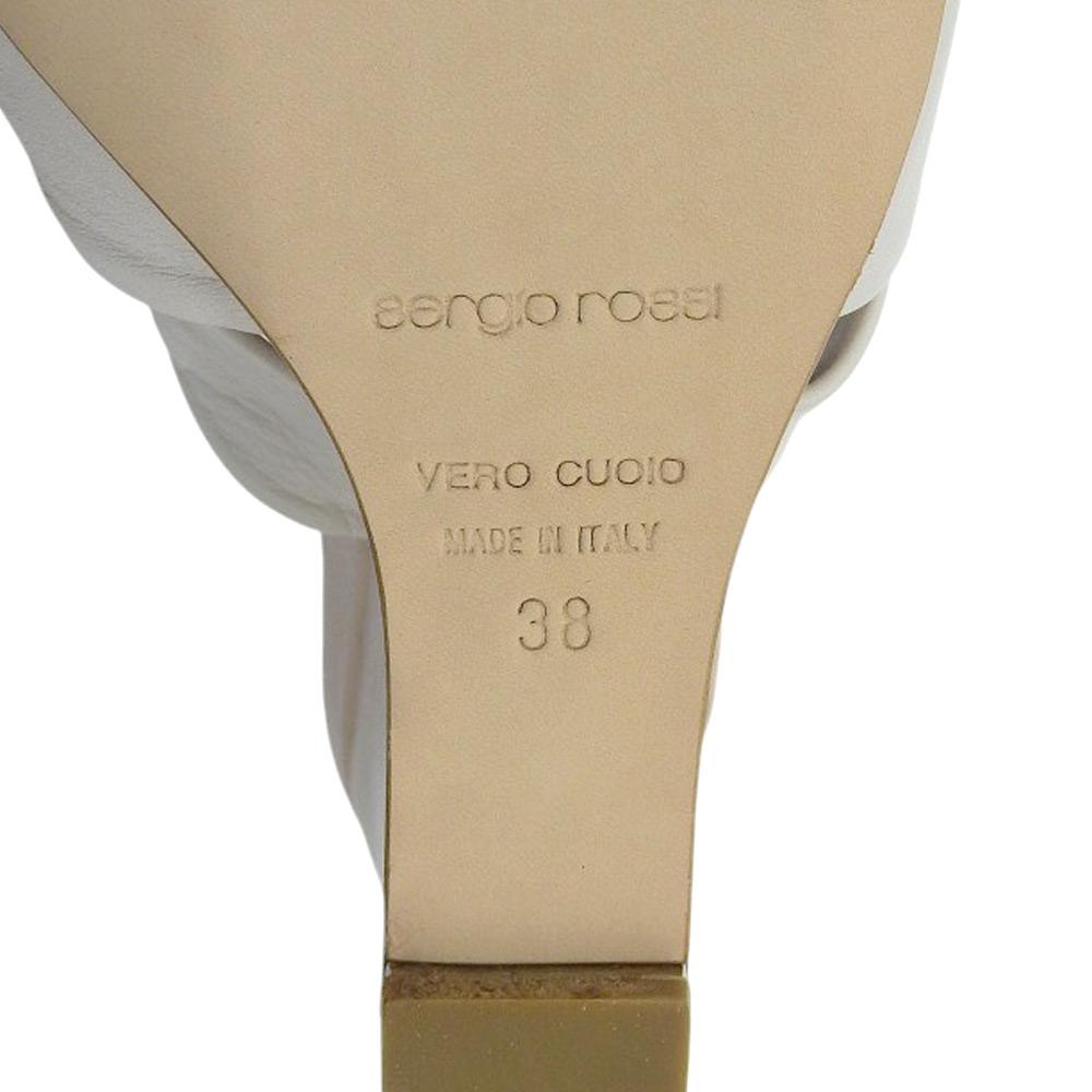 Sergio Rossi Ribbon Design Platform High Heel Ankle Strap Sandals for Women, White, Size 38 Shoes 38 whiteUsed