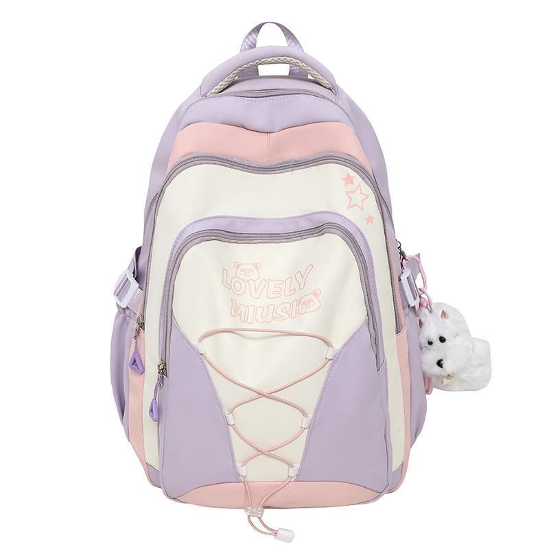 Children's Schoolbags Elementary School Girls Junior High School Girls Splicing High value Dirty resistant Backpack