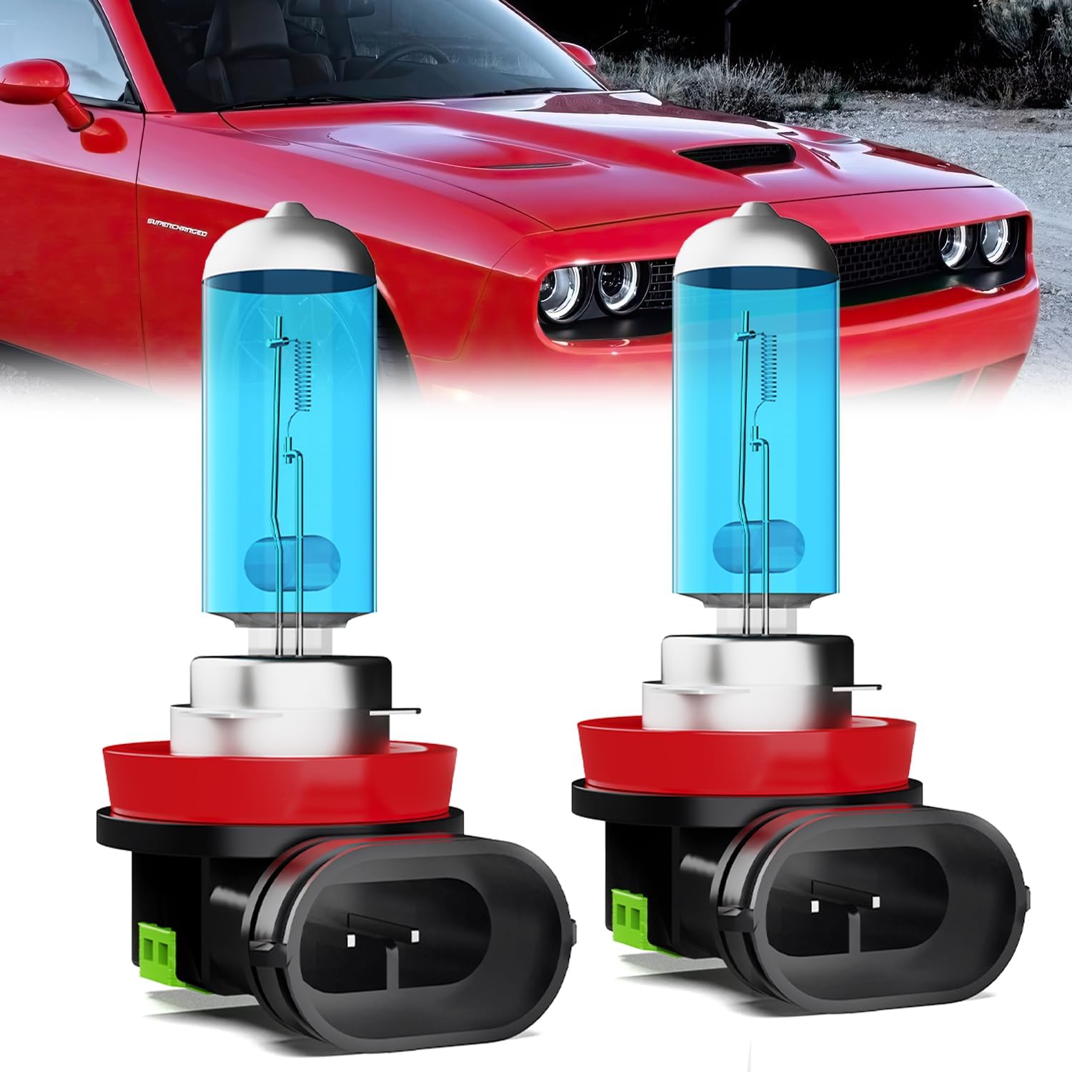 

Headlight Bulbs Compatible With Dodge Challenger 2015-2020, 9012 High Low Beam + H11 Fog Lights Halogen Light Bulb Combo, Super Bright 6000K White, Compatible With Dodge Cha