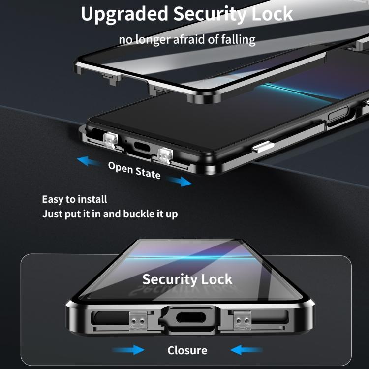 For Sony Xperia 1 IV HD Magnetic Metal Tempered Glass Phone Case