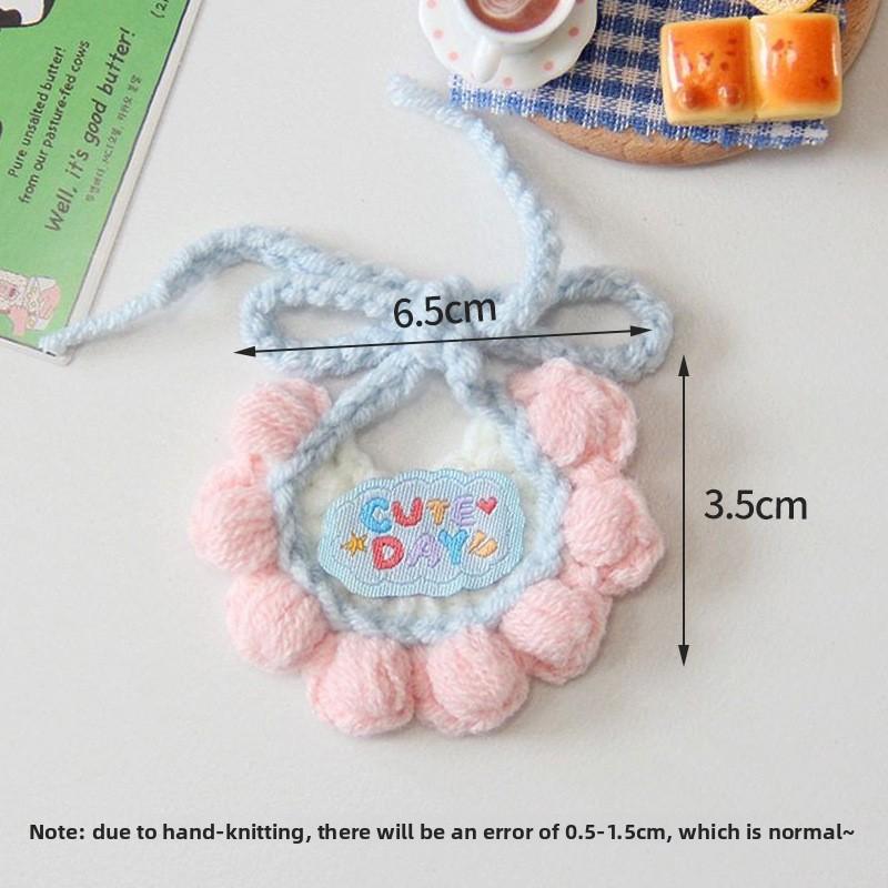 Pet Wet Towel with Cartoonish Cute Cat Pattern, Knitted Collar for Dogs, Dog Bib Wet Towel, Adjustable Elastic Straps