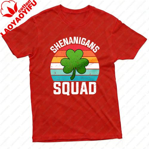 Shenanigans Squad Clover Design Summer Unisex TShirt Vintage Style Casual Wear St Patricks Day Festivals Perfect Gift Tee Tops