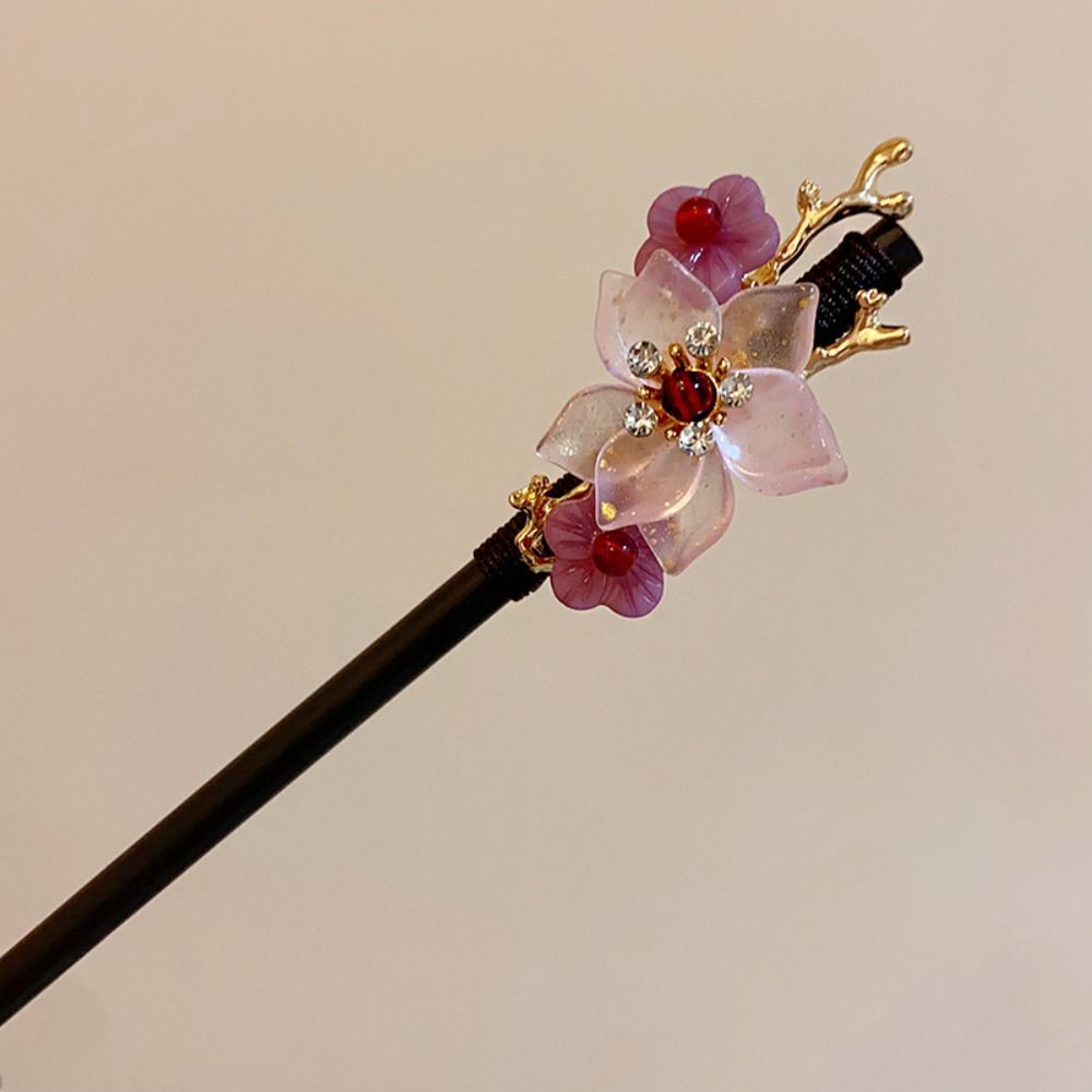 Wooden Hanfu Hair Chopsticks  Flower Hair Fork Elegant Chinese Style Hair Stick  Girls