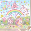 Decalmile Rainbow Unicorn Window Clings Castle Hot Air Balloon Butterfly Clouds Window Decals Girls Bedroom Baby Nursery Kids Room Window Stickers