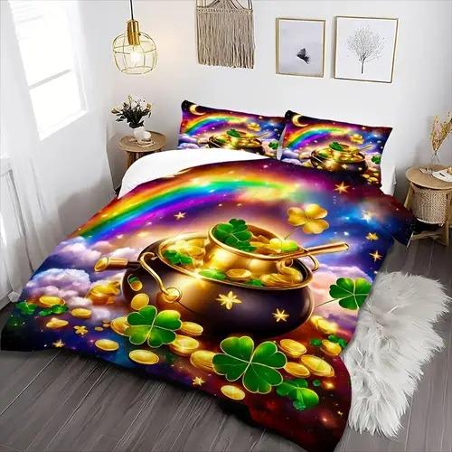 Comforter Four Leaf Clover Four Leaf Clover Background Theme Suitable For Children Kids And Adults Soft And Warm