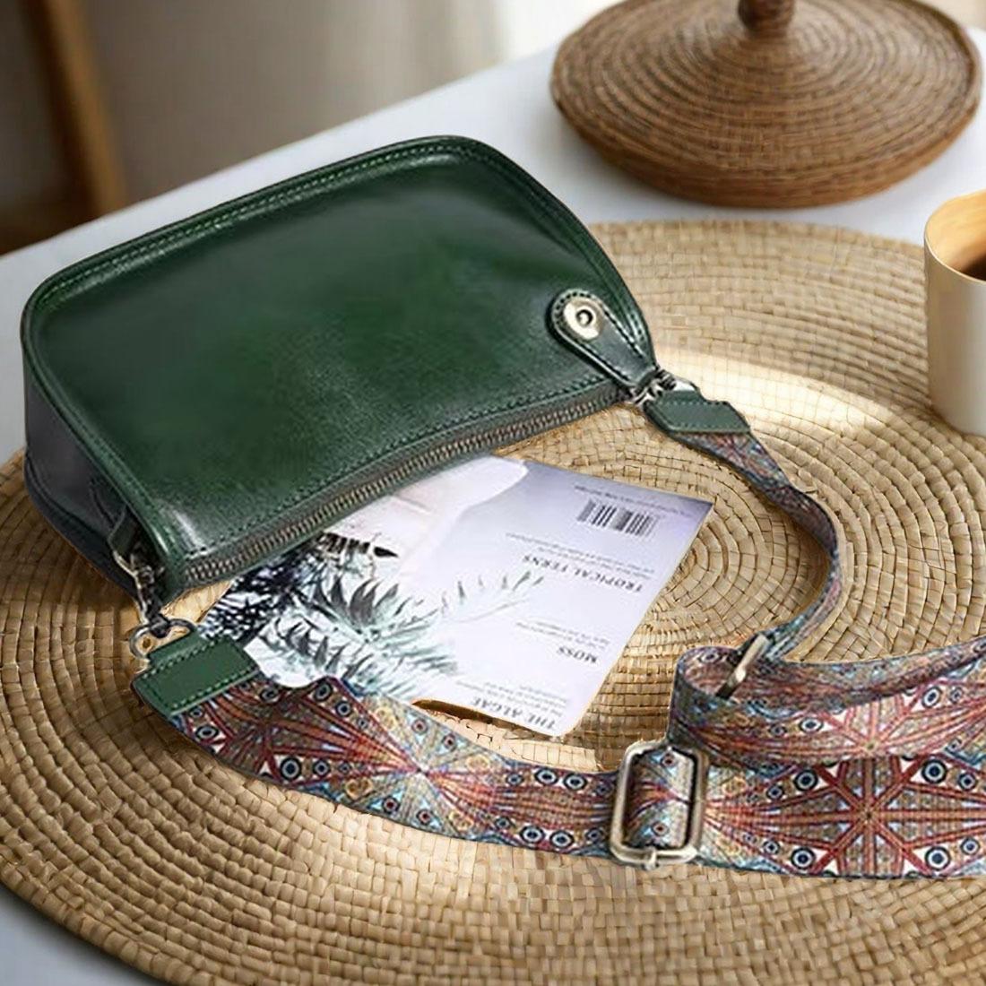 

2025 new wide shoulder strap mini small bag women s leather niche single shoulder oblique span bag light underarm bag dumpling bag зелёный