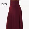 Women's Knee Length Skirt Summer Casual High Waisted Flared A-Line Skirt Stretchy Simple Foldover Midi Skirt