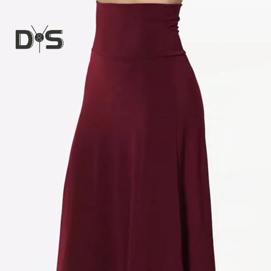 Women's Knee Length Skirt Summer Casual High Waisted Flared A-Line Skirt Stretchy Simple Foldover Midi Skirt