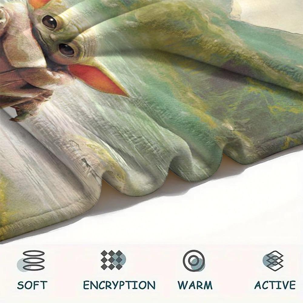 Cute Green Creature Lake Blanket Home Decor Suitable For All Seasons Outdoor Plush Blanket Bedroom Digital Printing