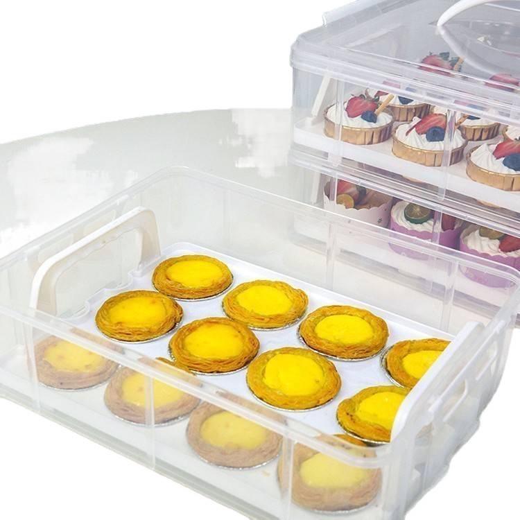 Transparent Cupcake Muffin Transport Box with Handle