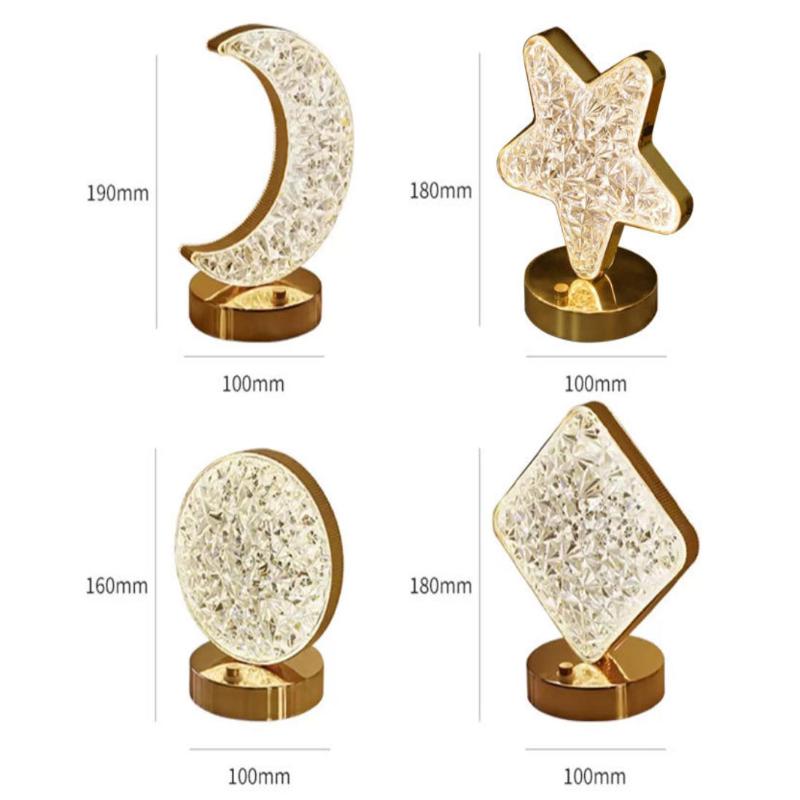 1Pcs Usb Bedside Led Ambient Table 3D Moon Lamp Touch Control 3D Crystal Star Flower Night Light Girls Room Home Decor