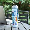 Cute Dinosaur Rainbow Straw Water Bottle, Portable, Large Capacity, Reusable, Lightweight, Outdoor, Camping, Picnic, 800ml